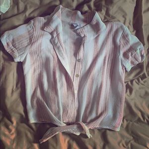 Collared stripe crop top